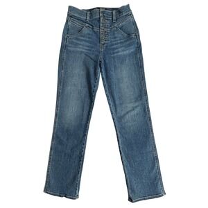 VERONICA BEARD RYLEIGH SLIM‎ STRAIGHT HIGH RISE JEANS SIZE 27 BLUE BUTTON FLY